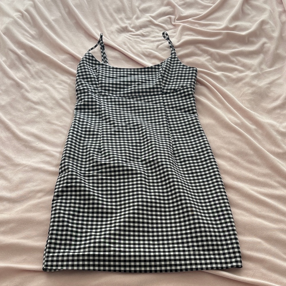 Dynamite Black and White Gingham Mini Dress